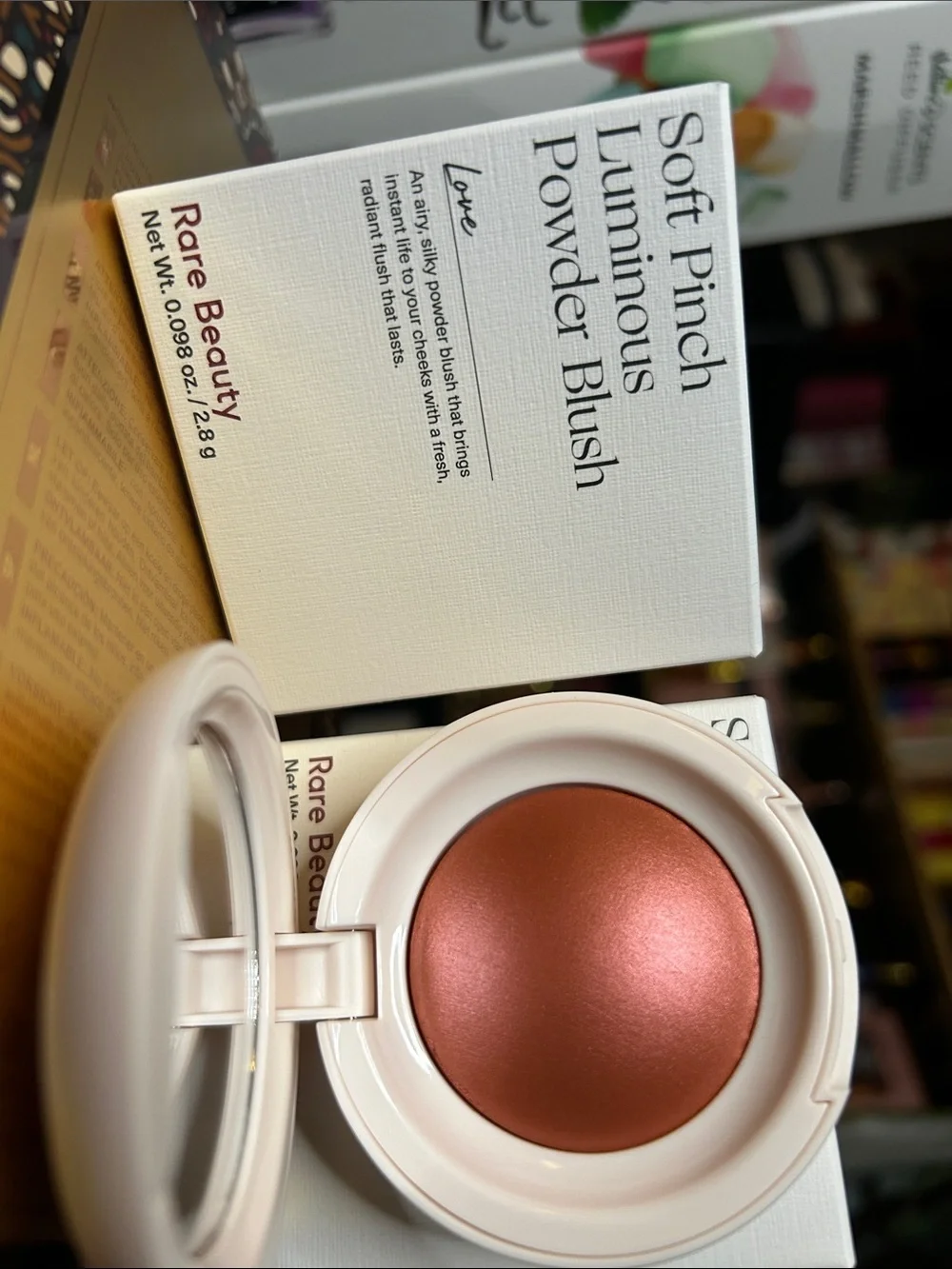 Rare Beauty Soft Pinch Luminous Powder Blush — LOVE (Shimmery mauve peach.)